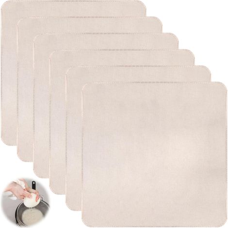 6 Pièces Etamine Alimentaire, 50 x 50 cm Cheesecloth Carrée avec Bords Ourlé, Mousseline Alimentaire Non Blanchi, Etamine Réutilisable pour Fromage, Jus, Tofu, Lait de Noix, Thé et Épices