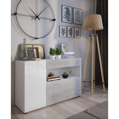Credenza Moderna Johnny Bianco Cemento 130x41x81 cm Soggiorno (1/2)