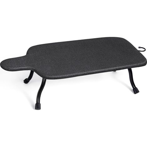 Table à repasser avec housse résistante à la chaleur, petite planche à repasser avec pieds pliants, planche à repasser peu encombrante, idéale pour dortoir, appartement, voyage, 77 × 40 cm, noir (1/5)