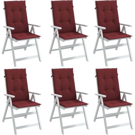 vidaXL Coussins de chaise dossier haut lot de 6 rouge bordeaux mélangé (1/5)
