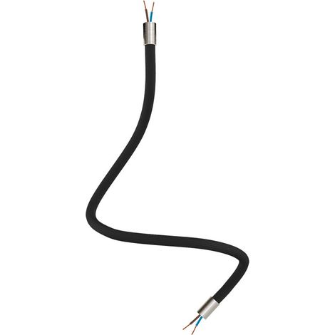creative cables - Kit Creative Flex tubo flessibile di estensione rivestito in tessuto RM04 Nero con terminali metallici - 60 cm, Titanio satinato