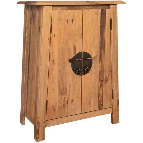 Armoire orientale 2 portes 1 étagère pin recyclé clair Caged (1/5)