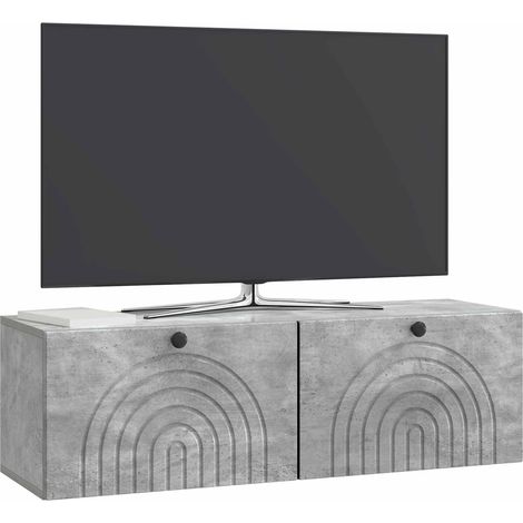 Maison Exclusive - Meuble TV mural Gris béton 98 x 31 x 30 cm Bois d'ingénierie
