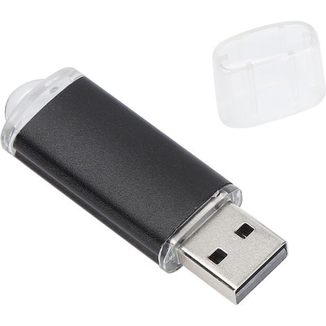 Clé USB transparente noire, 16 Go, pour PC et tablette.