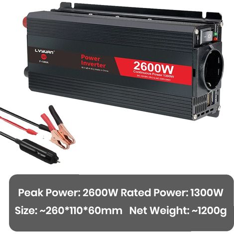 Onduleur de puissance, 2000W de puissance de crête, design compact, 12V-220V-2600W-a (1/2)