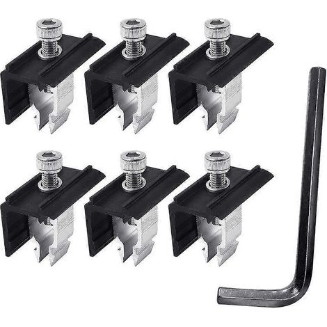 Lot de 6 pinces de fixation pour panneaux solaires, supports de panneaux en aluminium, accessoires de montage (1/4)