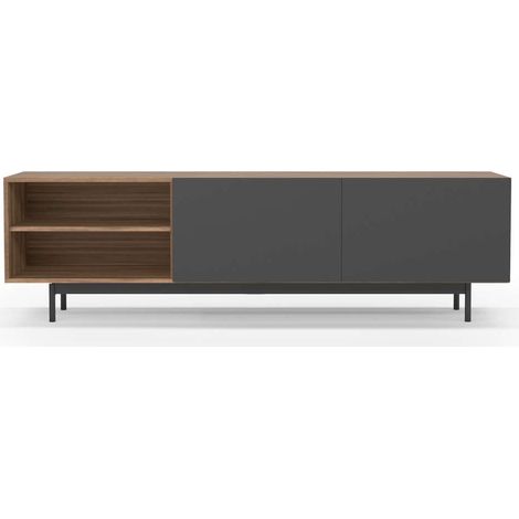 Mueble bajo televisión Md-608-1 en color nogal/grafito, 52cm(alto) 180cm(ancho) 43cm(largo) (1/4)