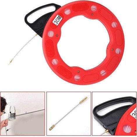Bande de poisson en fibre de verre - Extracteur de bobine de bande de poisson en Nylon de fibre de verre outils de traction de fil non conducteur 4.0mm 30m