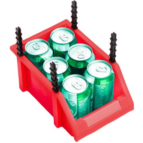 Bac De Rangement Hdpe Empilable Pour Pièces Détachées Et Composants Électroniques - Conteneur Robuste Avec Crochets - Bleu Ou Rouge - Lot De 1 (1/2)
