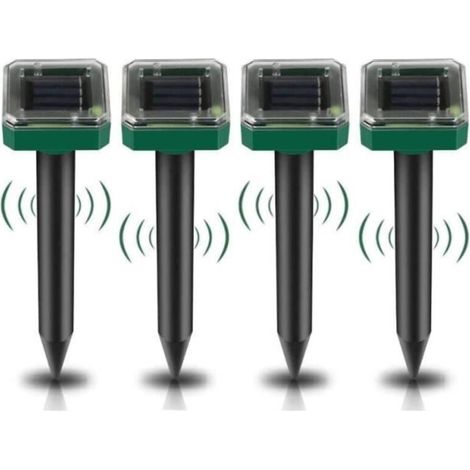4X Répulsif Taupe Solaire à Ultrason,Repulsif Solaire Exterieur Combine Sons et Vibrations, Anti Taupes Repousser Taupes