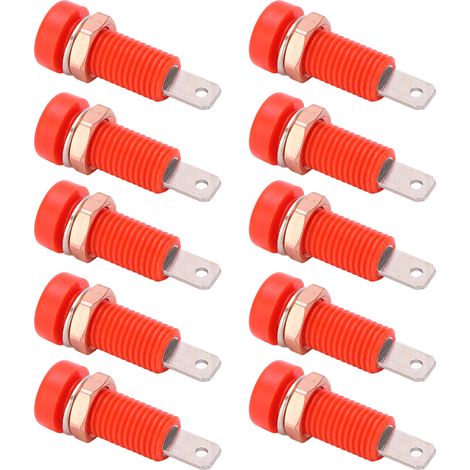 Lot de 10 panneaux adaptateurs de connecteurs de bornes à fiche banane de 4 mm (rouges), adaptés aux instruments électroniques (1/5)
