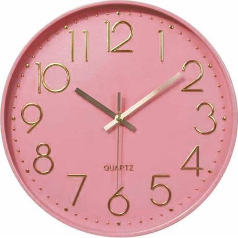 royaluxe - Horloge murale silencieuse 12 dans horloge de cuisine Quartz à piles moderne décor à la maison horloge bureau classe salon chambres (rose) (1/5)