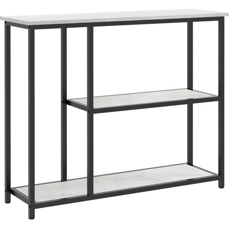 Console 2 niveaux Table couloir Acier blanc 100x30x80 cm Antibascule Salon Appoint Sécurité (1/5)