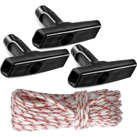 Corde et Poignée de Démarreur de Moteur,Cordons de Traction de 10 mètres avec 3 pièces de poignée Noire pour Tondeuse à Gazon, tronçonneuse, Coupe-Bordure,débroussailleuse,pièces de Moteur (1/5)