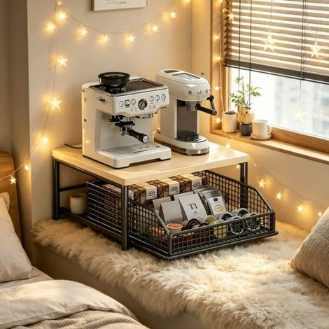 Étagère de rangement de table pour cafetière - convient aux tiroirs de cuiseur à riz, aux tiroirs de four à micro-ondes, aux étagères de rangement et aux organisateurs de cuisine. (1/4)