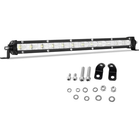 33cm 60W Phare de Travail Led Barre, Rangée Unique 12V 24V inondation Projecteur LED Voiture Etanche pour 4x4 Voiture Camion Tracteur Bateau, 6000K Blanche feu antibrouillard (1/5)