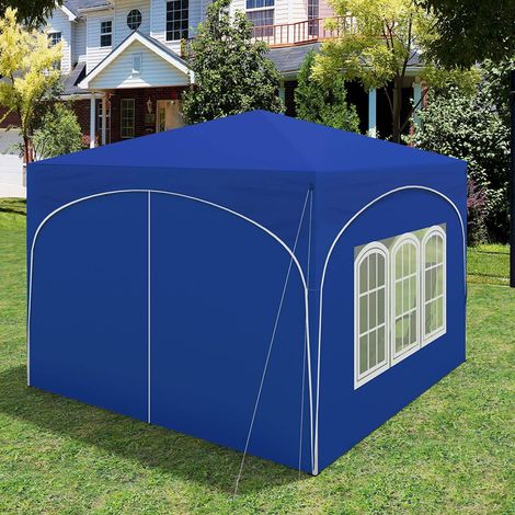 WOLTU Pavillon, Faltpavillon 3x3 m, mit 4 Seitenwänden, Partyzelt wasserabweisend UV-Schutz 50+, höhenverstellbarer Gartenpavillon, mit Tragetasche, für Outdoor Garten Camping blau (1/4)