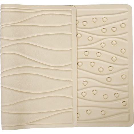 Beige Rubber Bath Mat Comfortable and Non Slip with Strong