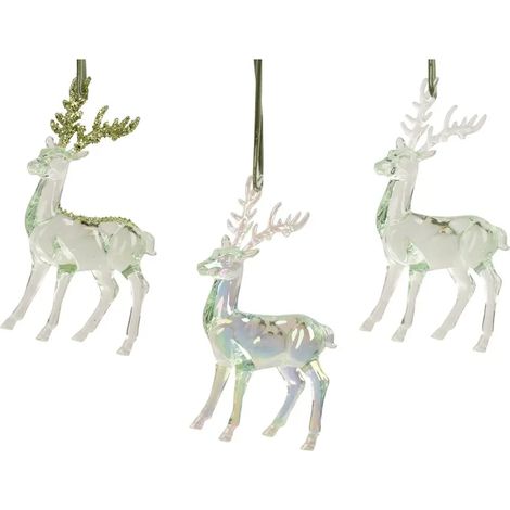 Decorazione natalizia renna in resina verde H14,5 cm (1/3)