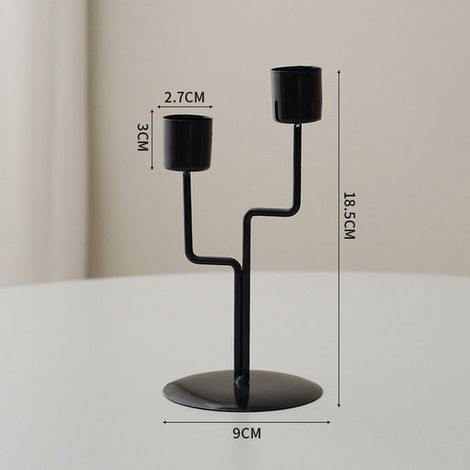 Kerzenständer- und Kerzenhalter-Set (2-teilig) – Schwarze Astform