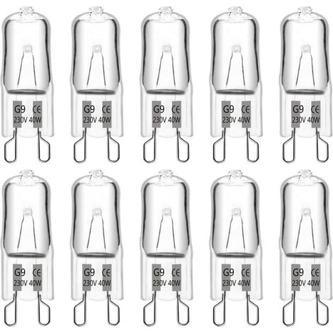G9 Halogen Lamp 40W 230V 480lm 2900K Warm White Dimmable G9 Capsule Bulbs for Chandelier Landscape Lamps Wall Lights Cabinet Lighting 10 Pack