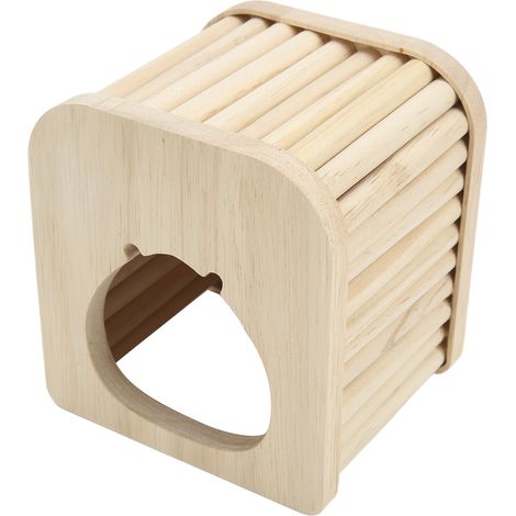 Maison en bois pour hamster, semi-fermée, à monter soi-même, facile à nettoyer, nid plat en bois avec échelle pour hamster de compagnie (1/5)