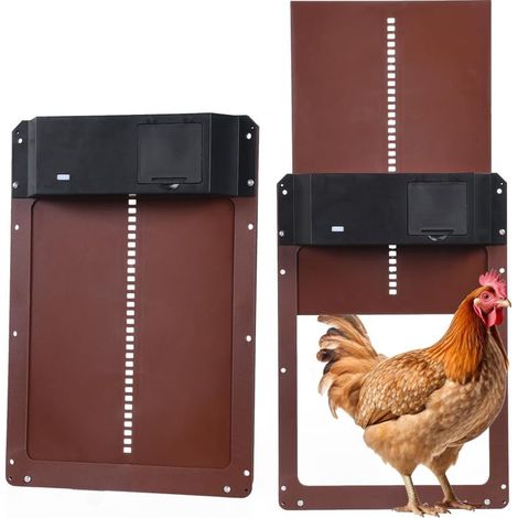 Kit de porte de poulailler automatique, porte de poulailler automatique alimentée par batterie avec minuterie et capteur de lumière, accessoires de poulailler (1/5)