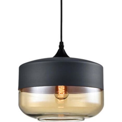 FLITI Pendelleuchte, abgeflachtes Zylinderdesign, Retro-Vintage-Stil, Kronleuchter mit Glasschirm und verstellbarem Kabel, Beleuchtung für Esszimmer, Schlafzimmer, Wohnzimmer, Bar, Rauchglas (1/4)