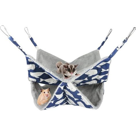 Hamac double pour petits animaux - Design mignon - Lit suspendu en peluche - Nid confortable en polaire arctique, convient aux (1/4)