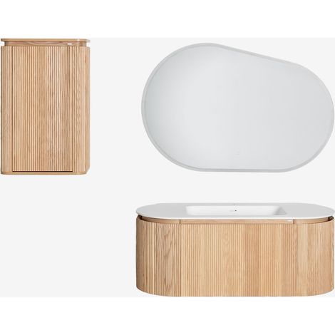 Ensemble meuble de salle de bain suspendu 120x50 cm en bois avec lavabo intégré Carsone SKLUM (1/5)