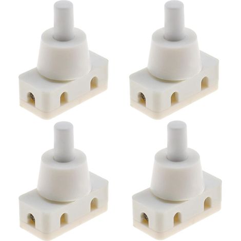 4x Interrupteur à bouton-poussoir, 10A 250V, plastique blanc, pour lampe de bureau et refroidisseur d'air