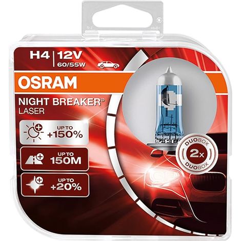 2x H4 NIGHT BREAKER LASER +130%, Lampe de phare halogène, 64193NL-2HB, 12 V , boîte duo OSRAM (1/5)