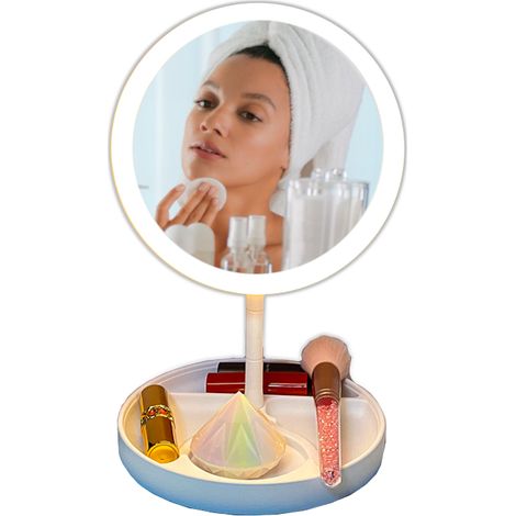 Specchio cosmetico a LED per il trucco, angolazione regolabile, specchio illuminato (1/5)