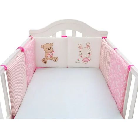 Tour de lit bébé à motif lapin rose (lot de 6) (1/5)
