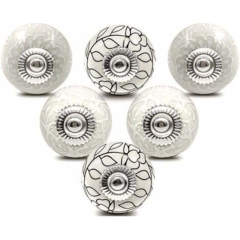 Bouton de Meuble Porcelaine Poignee Commode Ceramique Boutons de Porte Vintage pour Placard Tiroir (6 Pièces) (1/4)