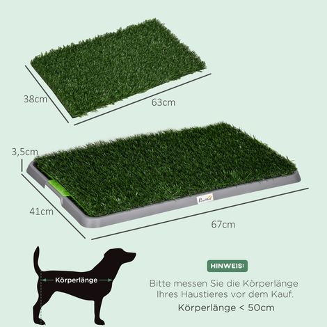 Toilette pour chien avec 2 tapis d'herbe, bac pour apprentissage de la propreté, litière pour chiot intérieur extérieur, vert 67 x 41 cm (1/5)