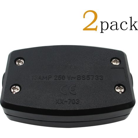 Pack de 2 Connecteurs de Câbles 3 Bornes Utilisation de Connecteurs Flexibles dans L'éclairage Joints de Fils de Machines de Commande Electrique Boîte de Jonction Electrique LED Noir