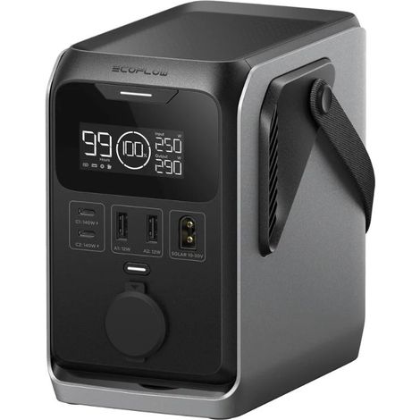 Ecoflow – Station électrique portable 288Wh – 4 ports USB-C/USB-A – Recharge rapide 140W – Construction robuste pour extérieur (1/5)