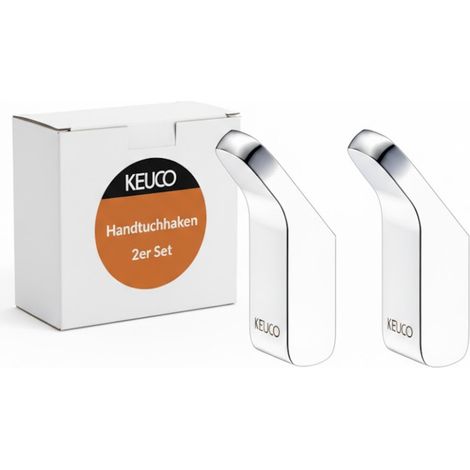 KEUCO Rose Handtuchhaken 2er Set, ohne Bohren, Metall, verchromt, inkl. Klebeset und Schraubset (1/5)