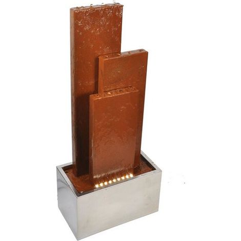 Köhko® Springbrunnen Chile Höhe 104 cm mit LED-Beleuchtung und 3 Wasserwänden aus Cortenstahl und Edelstahl Gartenbrunnen Zimmerbrunnen 32002 … (1/5)