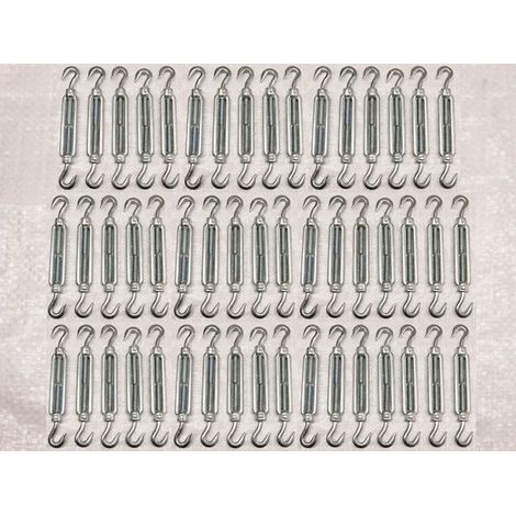 x50 M10 Galvanised Forged Straining Screw Hook And Hook - Caravan Turnbuckle Open Body (1/2)