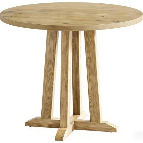Tavolo rotondo da pranzo in legno marrone 80 cm, altezza 75 cm, solo tavolo (1/5)