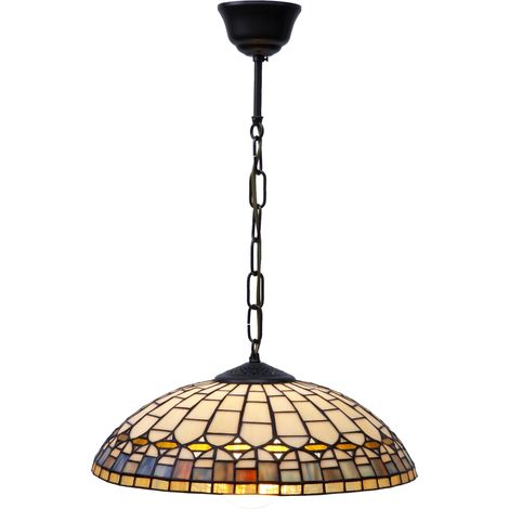 Lampe à suspension avec chaîne et abat-jour Tiffany diamètre 40 cm Série Quarz