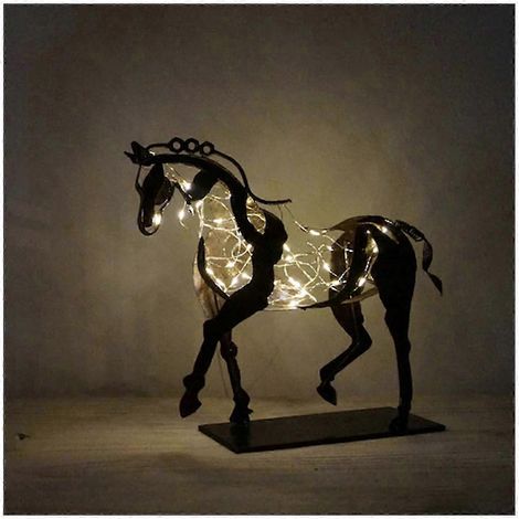 Sculpture de cheval en métal lumineux, sculpture animale lumineuse, décoration pour maison ou restaurant, cadeau de pendaison de crémaillère