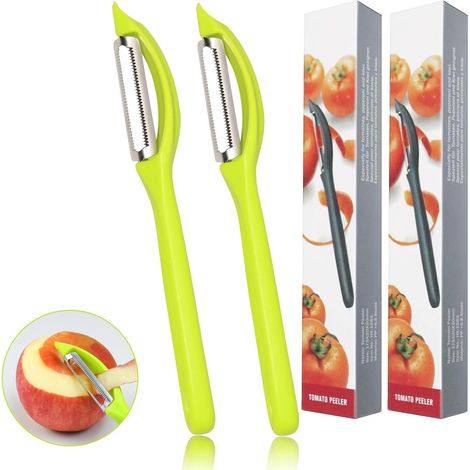 2 Éplucheur, Acier Inoxydable, Lame Dentelée, Poignée Ergonomique, Pour Fruits Et Légumes