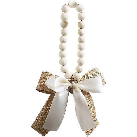 Pendentif en lin avec nœud papillon et perles de bois, décoration murale pour la Saint-Valentin, style classique (1/5)