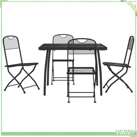 Ensemble de salle à manger de jardin - FAFEICY - 3211811 - Anthracite - Cadre métal maille - Table carrée 100x100 cm (1/5)