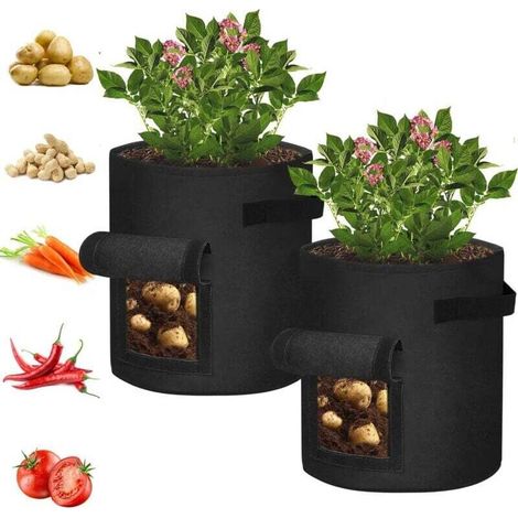 Pack Potato Planting Bags 7 Gallon Potato Planting Bag Potato Planting Bag with Handles for Potatoes-Black MUMU (1/4)
