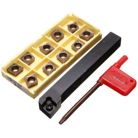 Porte-outil de tournage 12x100mm avec 10 plaquettes et barre carbure CCMT09T304-PM (1/5)