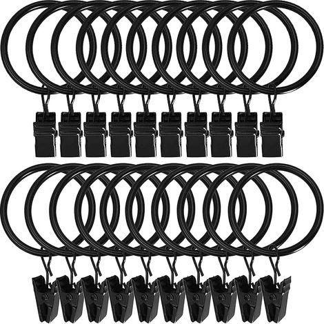 30 Stück Gardinenringe mit Metallclips, robust, rostfrei, für Gardinenstangen (1/5)